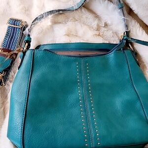 Elegant Teal Studded Shoulder Bag